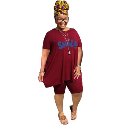 XL-5XL didelio dydžio dviejų dalių komplektai Moteriški drabužiai 2023 m. pavasario vasara Laisvi sportiniai laisvalaikio marginimai trumpomis rankovėmis šortai, kostiumai