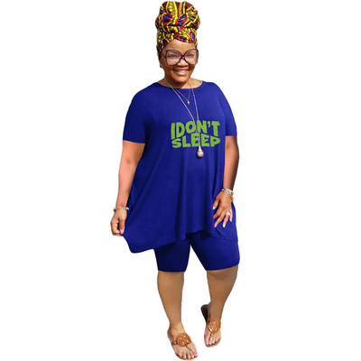 XL-5XL didelio dydžio dviejų dalių komplektai Moteriški drabužiai 2023 m. pavasario vasara Laisvi sportiniai laisvalaikio marginimai trumpomis rankovėmis šortai, kostiumai