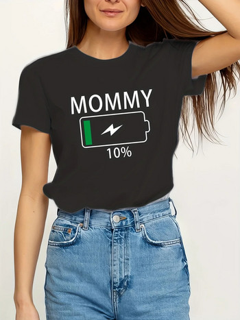 Лятна дамска тениска с голям размер 3D щампа за Деня на майката Голяма дамска тениска с кръгло деколте, свободна долна риза Street Y2K Style Tops