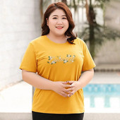 2024 New Summer Plus Size γυναικείο μπλουζάκι από βαμβάκι 100~200kg Γυναικείο πουκάμισο με κάτω Άνετα ελαστικά γυναικεία κοντομάνικα μπλουζάκια