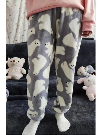 Animal Bear Koala Print Coral Velvet Sleepwear Παντελόνι Νεανικά Γυναικεία Ρούχα Φθινοπωρινά Χειμερινά Φανελένια Πυτζάμες Pjs Παντελόνια Υ 2k Κορίτσια