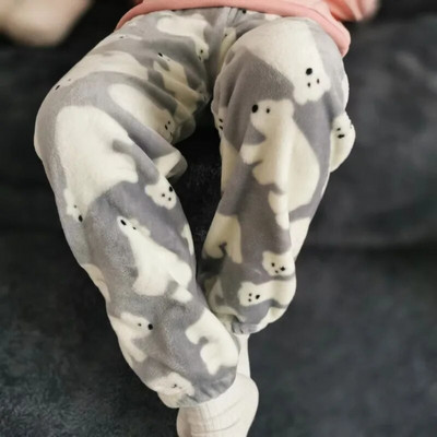 Animal Bear Koala Print Coral Velvet Magamisriided Püksid Nooruslikud Naise Riided Sügis Talv Flanell Pidžaamad Pjs Püksid Y 2k Tüdrukud