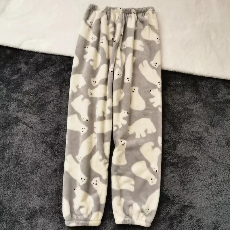 Animal Bear Koala Print Coral Velvet Sleepwear Παντελόνι Νεανικά Γυναικεία Ρούχα Φθινοπωρινά Χειμερινά Φανελένια Πυτζάμες Pjs Παντελόνια Υ 2k Κορίτσια