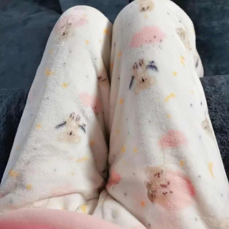 Animal Bear Koala Print Coral Velvet Sleepwear Παντελόνι Νεανικά Γυναικεία Ρούχα Φθινοπωρινά Χειμερινά Φανελένια Πυτζάμες Pjs Παντελόνια Υ 2k Κορίτσια