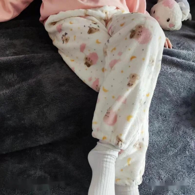 Animal Bear Koala Print Coral Velvet Sleepwear Παντελόνι Νεανικά Γυναικεία Ρούχα Φθινοπωρινά Χειμερινά Φανελένια Πυτζάμες Pjs Παντελόνια Υ 2k Κορίτσια