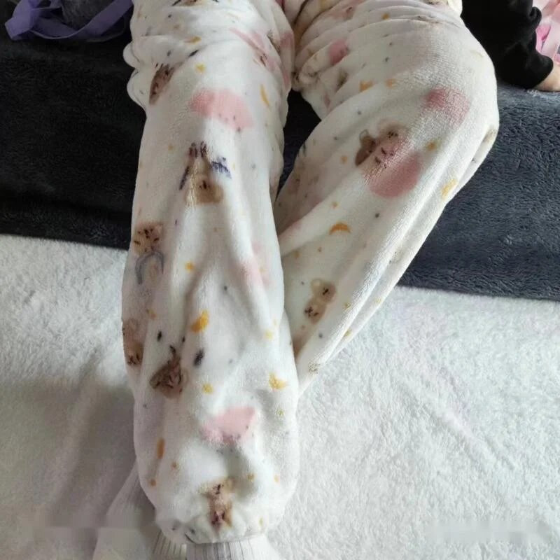 Animal Bear Koala Print Coral Velvet Sleepwear Παντελόνι Νεανικά Γυναικεία Ρούχα Φθινοπωρινά Χειμερινά Φανελένια Πυτζάμες Pjs Παντελόνια Υ 2k Κορίτσια