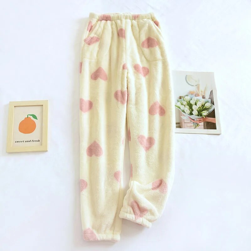 Jesen Zima Odjeća za spavanje za žene Pidžama Hlače Pidžama Mujer Pidžama Deblji flanel Donji dio Džepovi Kućna odjeća Novo