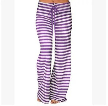 Щамповани долнища за сън Дамски памучни дълги панталони Домашни пижами Меки приплъзващи се летни панталони Връзка Голям размер Секси райе Ежедневни големи размери