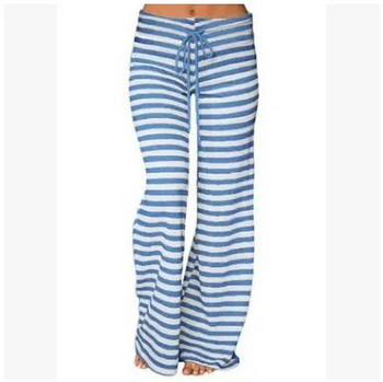 Щамповани долнища за сън Дамски памучни дълги панталони Домашни пижами Меки приплъзващи се летни панталони Връзка Голям размер Секси райе Ежедневни големи размери