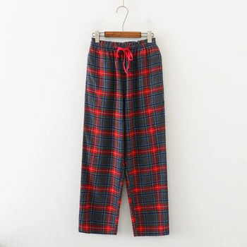 Пролет Есен Дамски спални панталони от 100% памук Дамски висококачествени панталони за всекидневна Дамски ежедневни домашни панталони на каре