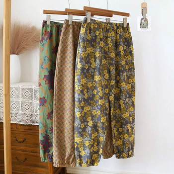 Памучни спални дамски пролетно/летни панталони Удобни и широки домашни панталони от марля
