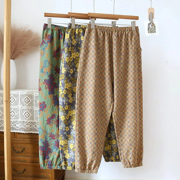 Βαμβακερά υπνοδωμάτια γυναικεία παντελόνια άνοιξη/καλοκαίρι Άνετο και φαρδύ παντελόνι με γάζα μεγάλου μεγέθους