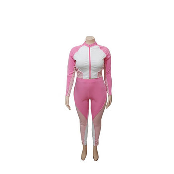SOMO Fashion Zipper Patchwork Color Block Plus Size Γυναικεία Ρούχα Casual αθλητική φόρμα δύο τεμαχίων Σετ παντελονιών χονδρικής Dropshipping