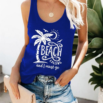 Hawaii Vacation Tank Top Beach Coconut Tree 3D print Woman Streetwear Y2k Μπλούζες Υπερμεγέθη αμάνικο γιλέκο με λαιμόκοψη στον ώμο 