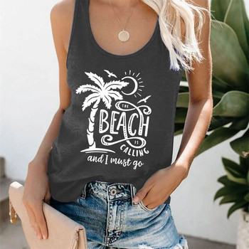 Hawaii Vacation Tank Top Beach Coconut Tree 3D print Woman Streetwear Y2k Μπλούζες Υπερμεγέθη αμάνικο γιλέκο με λαιμόκοψη στον ώμο 