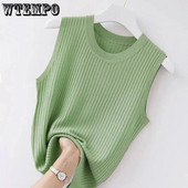 WTEMPO Tricou cu bretele cu gât rotund pentru femei Topuri fără mâneci de vară Livrare directă