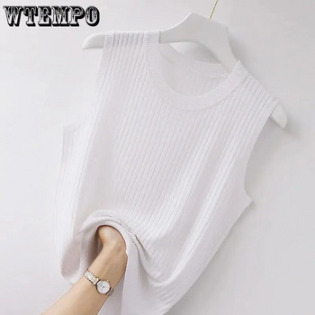 WTEMPO στρογγυλή λαιμόκοψη μπλούζα ρεζερβουάρ για γυναικεία καλοκαιρινά αμάνικα μπλουζάκια Drop Shipping