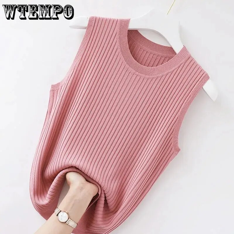 WTEMPO apvalia kaklą apvalia kaklą apvalia kaklą apvalia kaklą viršutinė moteriška marškinėlė be rankovių.