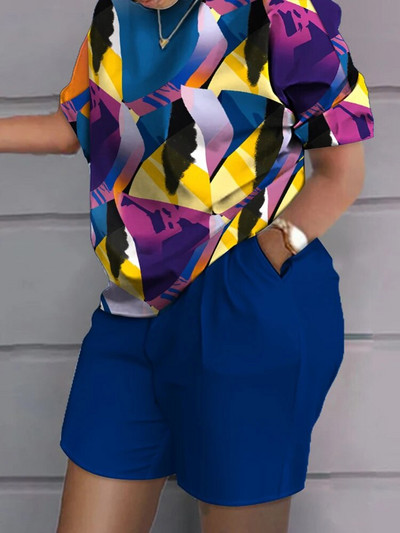 Kompleti odjeće 2023. Ležerna majica i kratke hlače s kontrastnim leopard printom veće veličine Komplet od dva modna ležerna komada za ženske trenirke