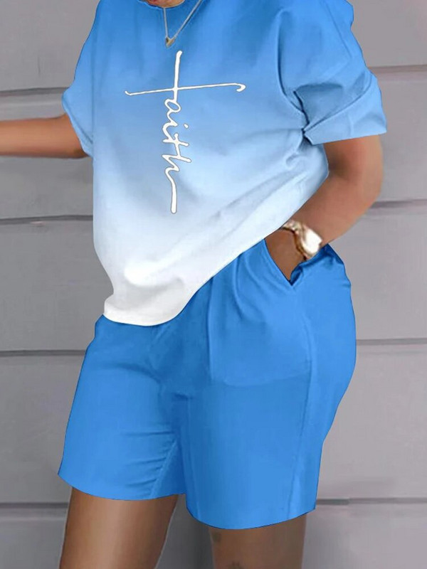 Kompleti odjeće 2023. Ležerna majica i kratke hlače s kontrastnim leopard printom veće veličine Komplet od dva modna ležerna komada za ženske trenirke