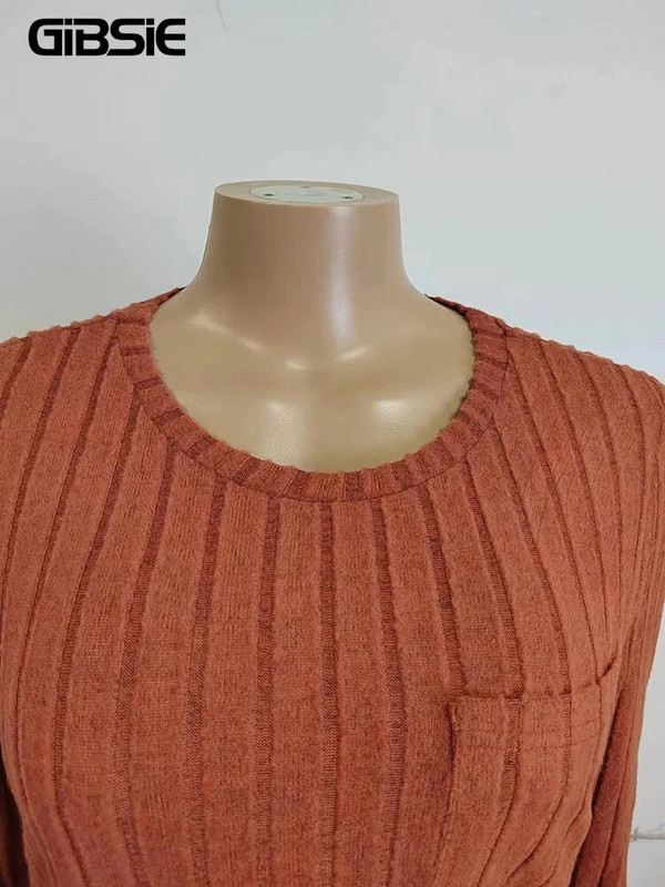 GIBSIE didelio dydžio dviejų dalių komplektas, moteriškas namų stilius, laisvalaikio vientiso mezgimo su šonkauliu marškinėliai ilgomis rankovėmis ir plačiomis kelnėmis