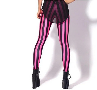 Jambiere cu dungi pentru femei Leggings subțiri, alb, negru, roșu, trandafir, galben, în dungi, primăvară, vară, alergare, sală, pantaloni elastici, pantaloni