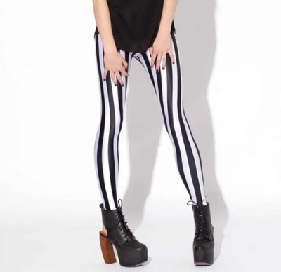 Jambiere cu dungi pentru femei Leggings subțiri, alb, negru, roșu, trandafir, galben, în dungi, primăvară, vară, alergare, sală, pantaloni elastici, pantaloni