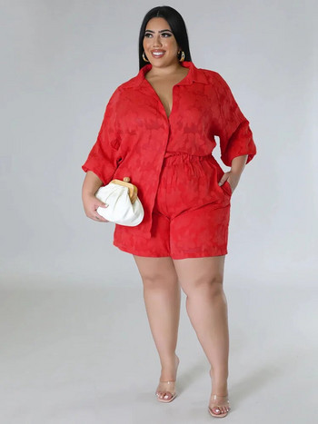 Wmstar Plus Size Two Piece Σετ Γυναικεία Νέα ασορτί σετ Φαρδιά πουκάμισα Top σορτς αθλητικές φόρμες Casual καλοκαιρινές χονδρικές Dropshipping