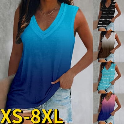 2023 Νέα γυναικεία αμάνικα φανελάκια T-shirt Γυναικεία μόδα Streetwear V-λαιμόκοψη Κανονικό καθημερινό βασικό γιλέκο για διακοπές