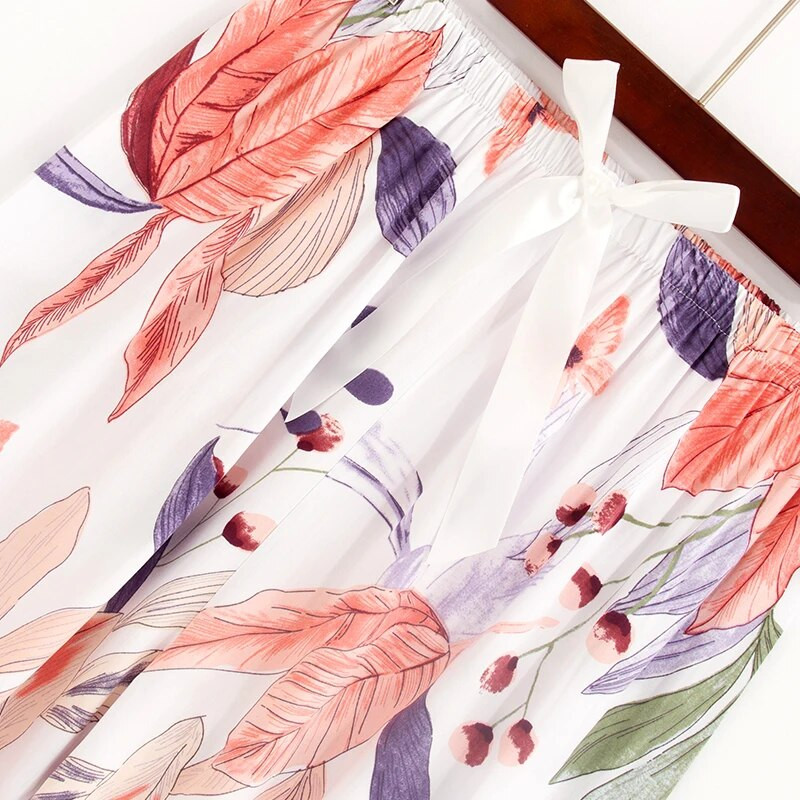 Дишащи олекотени дамски къси долнища от вискоза в голям размер S-3XL с флорален принт Спално облекло Нощени панталони