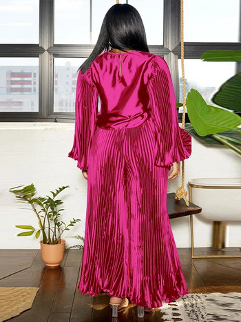 Wmstar Дамско облекло с голям размер, комплект от две части, плътен луксозен комплект от горнище и широки панталони, подходящ за офис дама, дропшиппинг на едро