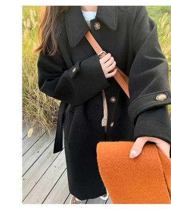 Κομψό χαλαρό αντιανεμικό για γυναίκες Μόδα μακρυμάνικο απλό μασίφ καμπαρντίνα casual μονό παλτό φθινοπωρινό καθημερινά