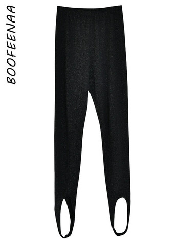 BOOFEENAA Клинове с висока талия Дамски чорапогащи 2024 Модни секси черни панталони с блясък Фитнес тренировъчно долнище C92-CD17