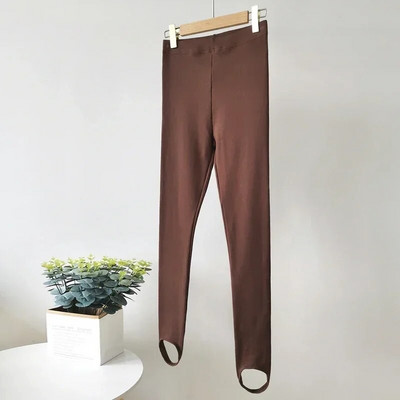 Jesenske crne ženske tajice Pamučne meke ležerne složene tajice visokog struka Tanke osnovne bež pletene rebraste tajice za žene