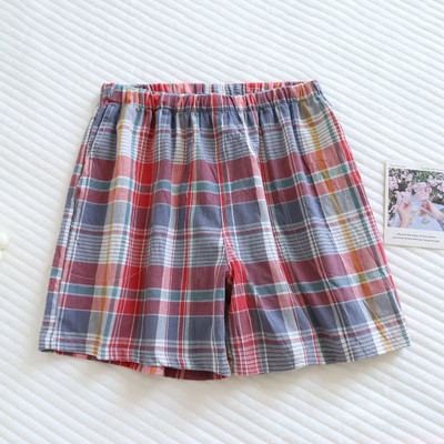 Najnoviji karirani dizajn Pamučne ženske kratke hlače Ležerne kućne karirane velike kratke hlače za spavanje Pamučna kućna odjeća Ženske kratke hlače