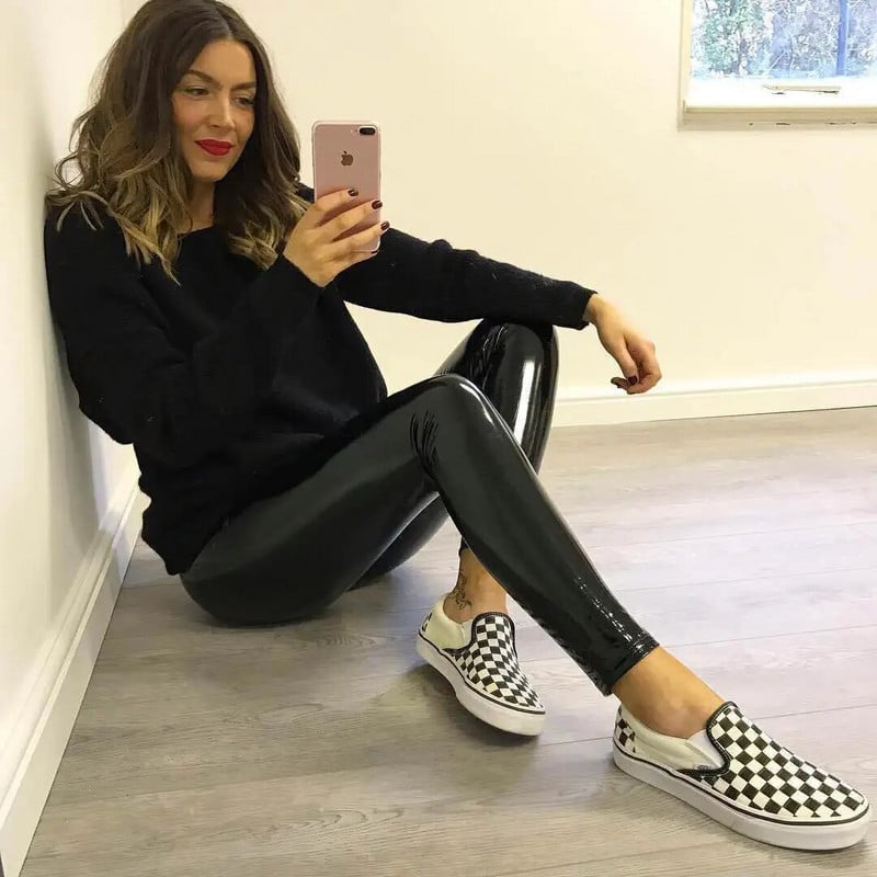 Naiste naiste pehmed venivad säärised, läikivad kõrge vöökohaga nahast püksid, naiste paksud seksikad pliiatspüksid