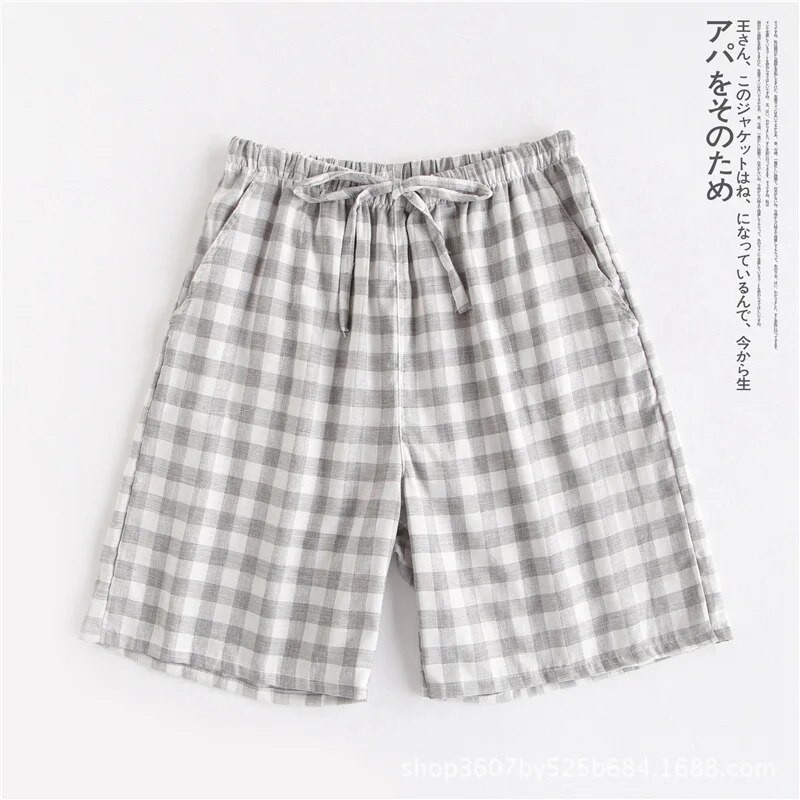 Ljetne ženske karirane kratke hlače 100% pamuk dvoslojna gaza pidžama hlače Elastični donji dio struka ženske salonke spavaćica