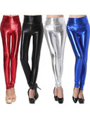 Jambiere sexy strălucitoare, pantaloni creion pentru femei, jambiere cu talie înaltă, elastice, elastice, slabe, strânse, argintii, aurii
