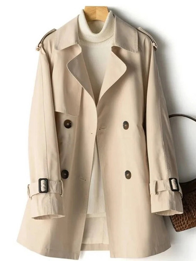 Jachetă de trench subțire, ocazională, supradimensionată, 4xl, cu piept dublu, pentru dama coreeană, jachetă clasică, elegantă, șic, pentru femei, Gabardina Nou