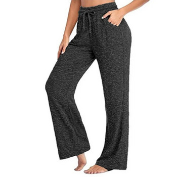 Дамско долнище за сън с памучен принт - дълги пижамни панталони, меки и дишащи за лятото, шнур на талията, голям размер салон