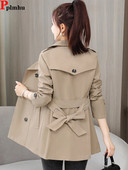 Jachetă de trench subțire, ocazională, la dublu, coreeană 5xl, jachetă de vânt, clasice, elegante, femei, gabardina, modă, cu centură de primăvară, haine