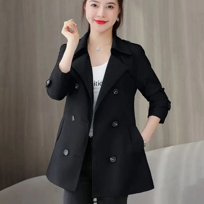 Jachetă de trench subțire, ocazională, la dublu, coreeană 5xl, jachetă de vânt, clasice, elegante, femei, gabardina, modă, cu centură de primăvară, haine