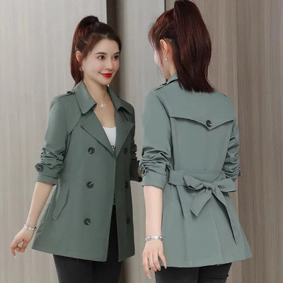 Jachetă de trench subțire, ocazională, la dublu, coreeană 5xl, jachetă de vânt, clasice, elegante, femei, gabardina, modă, cu centură de primăvară, haine