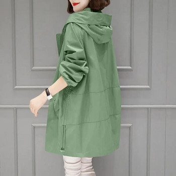 Пролет и есен 2023 г. Дамски тренч със средна дължина Свободно палто в корейска версия Модно универсално тънко ветровка Дамско улично облекло