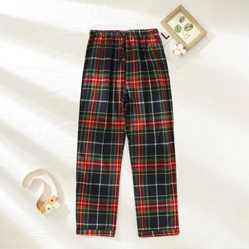 Дамски спални панталони с четка от 100% памук Червени карирани пижамни панталони Меки и топли дамски нощни дрехи Дамско домашно облекло