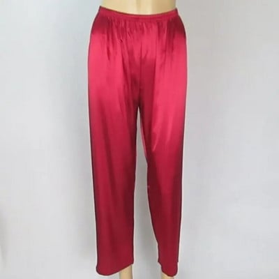 Aukštos kokybės satininis šilkas, elastingas juosmuo pižama Seksualios kelnės miegui Šilkinės kelnės Naktinis Namai Moteris Vyras Pora Minkštas apatinis poilsio kambarys