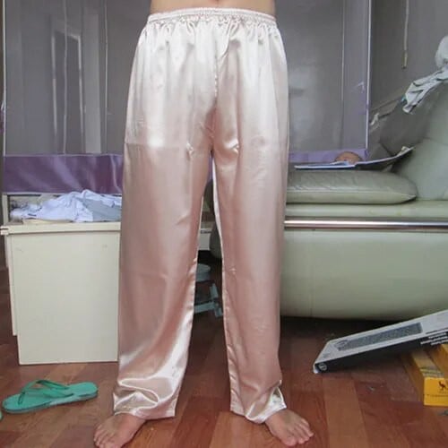 Aukštos kokybės satininis šilkas, elastingas juosmuo pižama Seksualios kelnės miegui Šilkinės kelnės Naktinis Namai Moteris Vyras Pora Minkštas apatinis poilsio kambarys