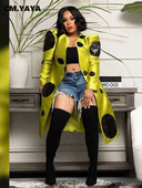 CM.YAYA Női Vintage utcai ruházat, hosszú ujjú nyitott varrás flitteres patchwork Maxi blézer stílusú árok