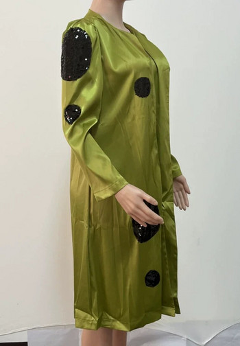 CM.YAYA Γυναικεία Vintage Streetwear μακρυμάνικα ανοιχτή βελονιά με παγιέτες σε στυλ Maxi Blazer Trench