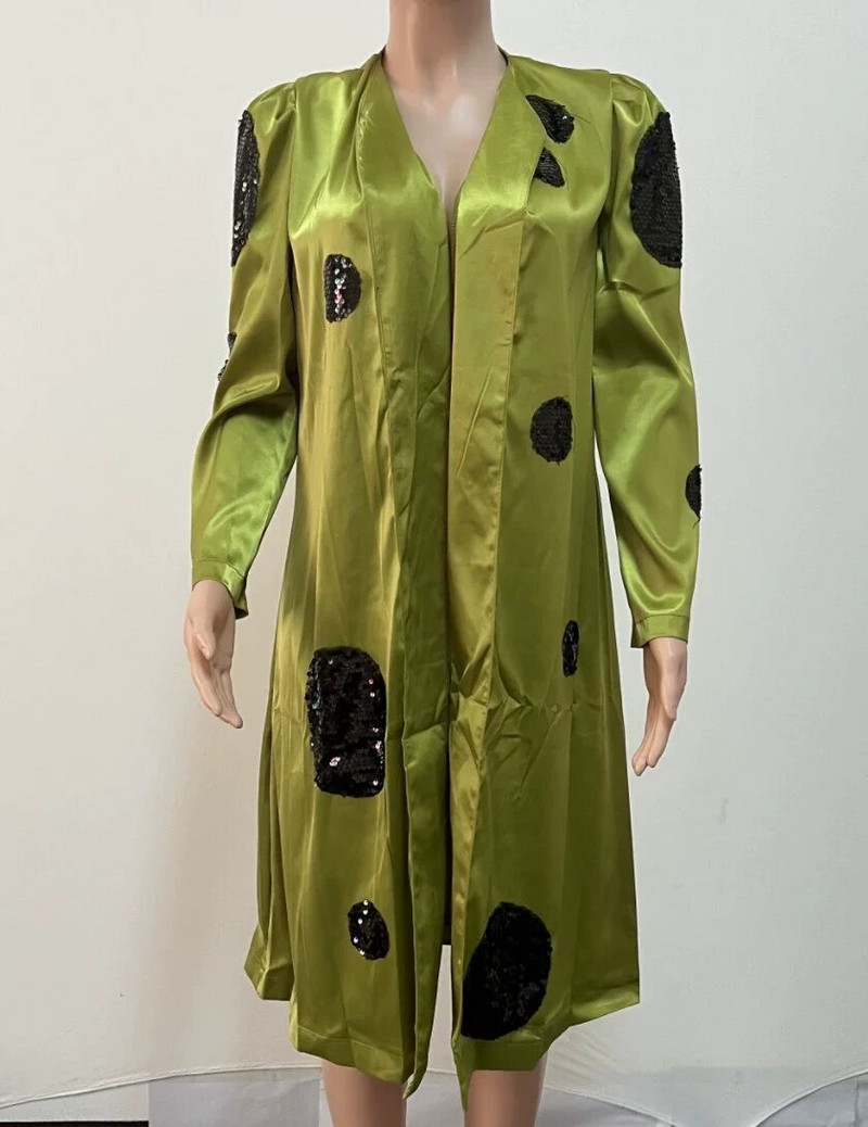 CM.YAYA Női Vintage utcai ruházat, hosszú ujjú nyitott varrás flitteres patchwork Maxi blézer stílusú árok